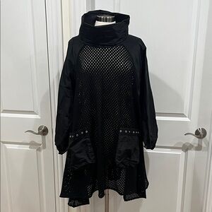 LINK Mesh Poncho Tunic w/ Long Sleeves Oversized Size Medium Black